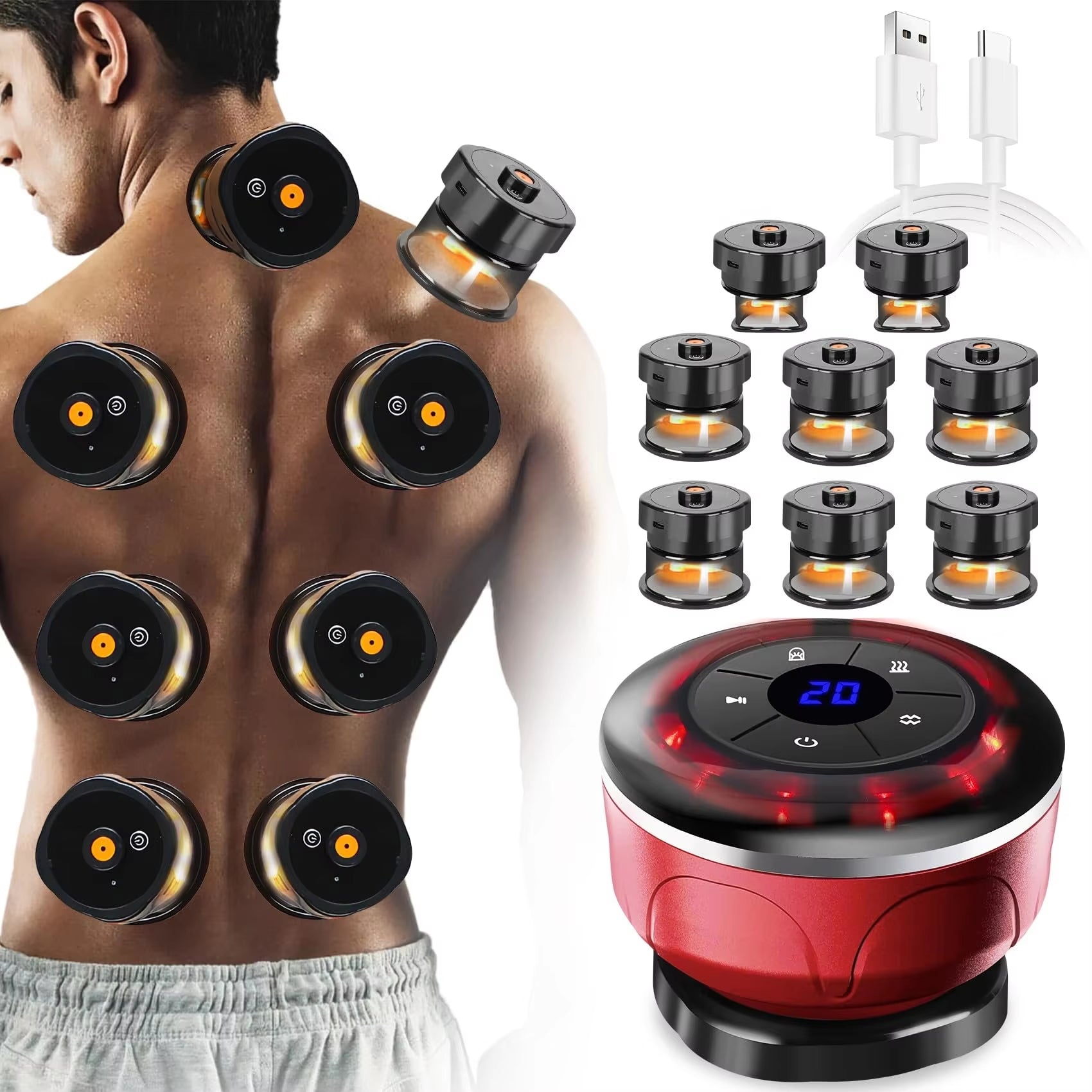 Transform Your Body with the Ultimate 4-in-1 Electric Cupping Massager: 8 Cups, Gua Sha & EMS for Effective Cellulite Reduction and Fat Burning