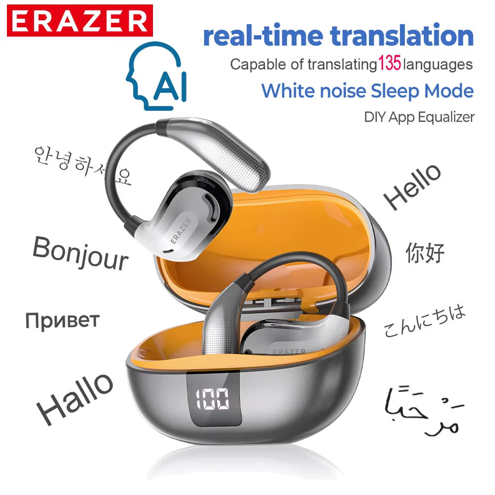 AI-Powered Translation Earphones – High-Fidelity ASMR & Digital Power Display
