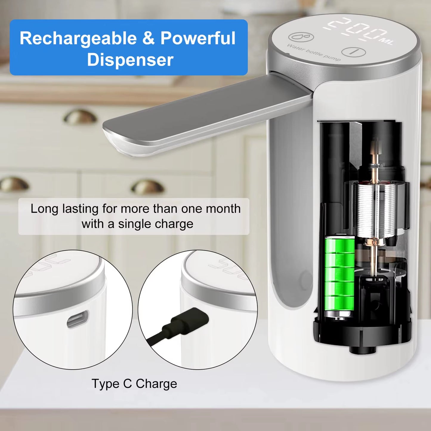 Smart LED Foldable Water Dispenser – Touch Control & Precision Volume