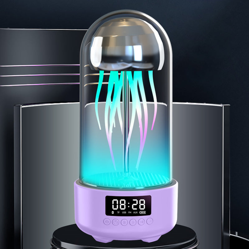 Enchanting 3-in-1 Colorful Jellyfish Lamp: Bluetooth-Compatible Speaker with Clock & Luminous Breathing Light