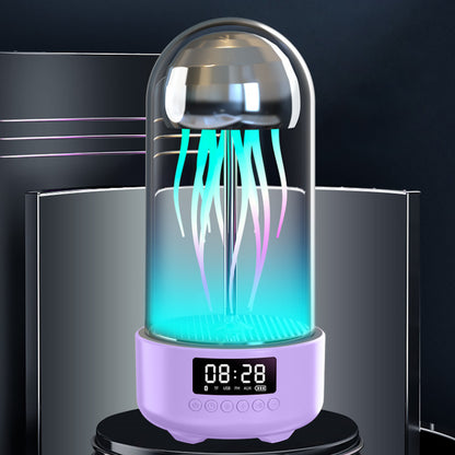 Enchanting 3-in-1 Colorful Jellyfish Lamp: Bluetooth-Compatible Speaker with Clock & Luminous Breathing Light