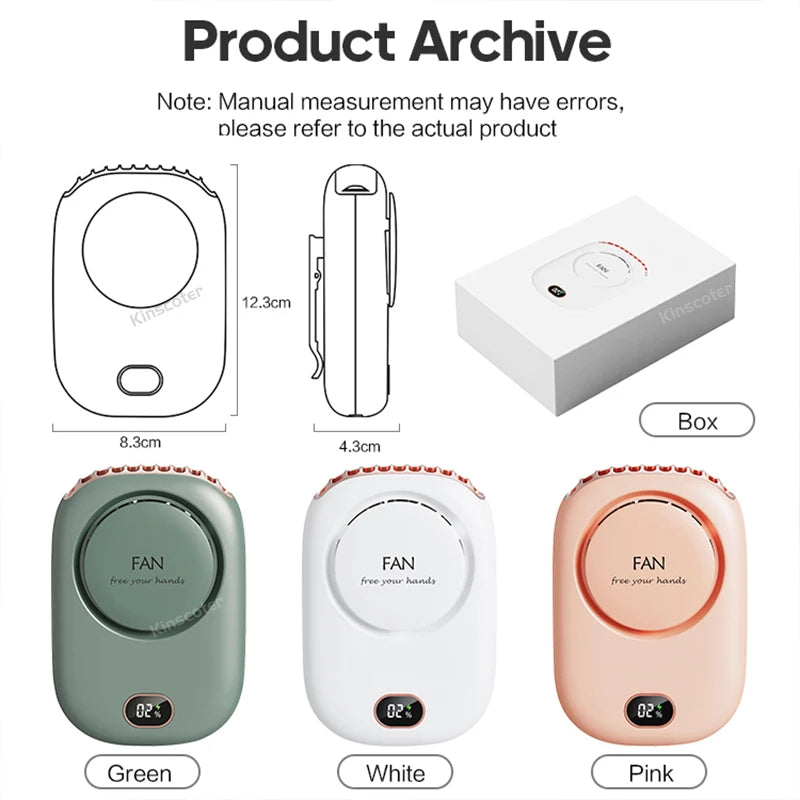 Portable Bladeless Neck Fan - USB Rechargeable Hands-Free Cooling Fan for Outdoor