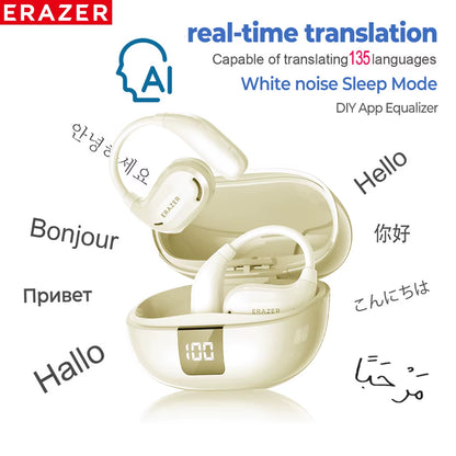 AI-Powered Translation Earphones – High-Fidelity ASMR & Digital Power Display