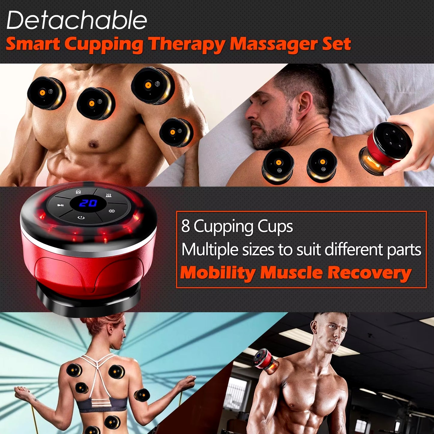 Transform Your Body with the Ultimate 4-in-1 Electric Cupping Massager: 8 Cups, Gua Sha & EMS for Effective Cellulite Reduction and Fat Burning