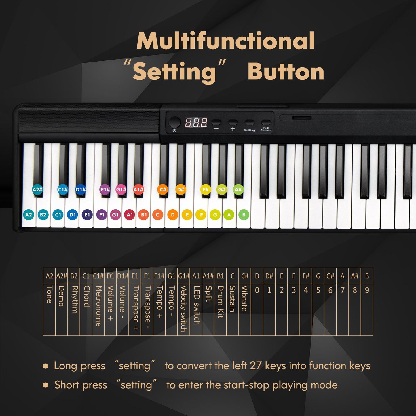 88-Key Electronic Keyboard with Storage Bag for Kids and Adults