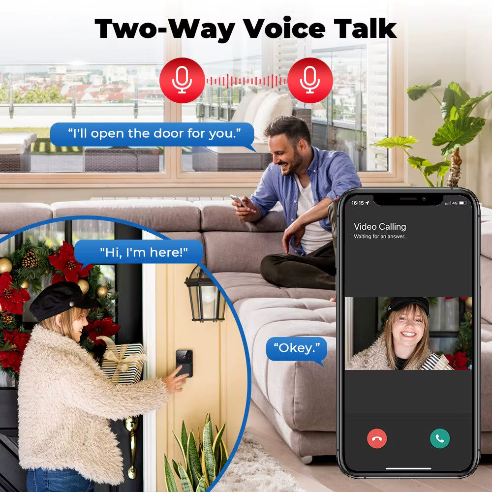Smart WiFi Video Doorbell — Tuya Compatible with Alexa & Google Assistant