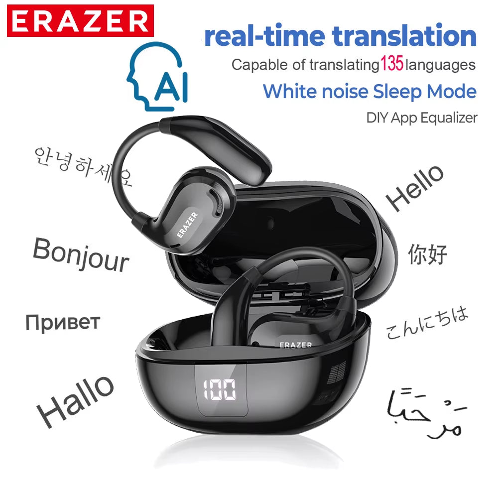 AI-Powered Translation Earphones – High-Fidelity ASMR & Digital Power Display