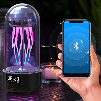 Enchanting 3-in-1 Colorful Jellyfish Lamp: Bluetooth-Compatible Speaker with Clock & Luminous Breathing Light