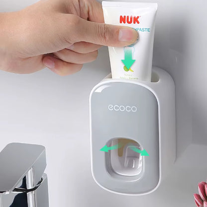 Hands-Free Automatic Toothpaste Dispenser & Wall-Mount Organiser