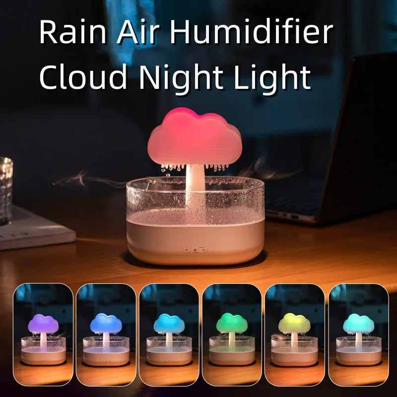 Transform Your Space with the Rain Cloud Night Light Humidifier – A Soothing Aromatherapy Experience with Colorful LED Lights and Gentle Rain Sounds