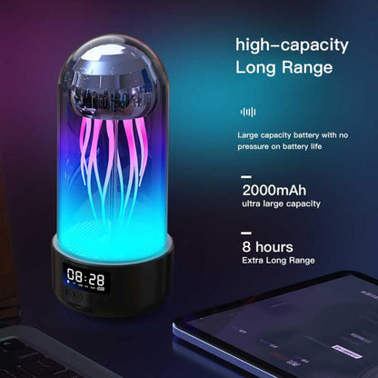 Enchanting 3-in-1 Colorful Jellyfish Lamp: Bluetooth-Compatible Speaker with Clock & Luminous Breathing Light