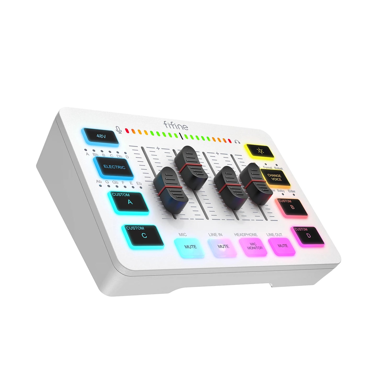 Professional 4-Channel RGB Audio Mixer with XLR Microphone Interface for Gaming, Podcasting, and Streaming - Ampligame SC3
