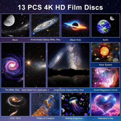 LED Night Light Galaxy Star Projector 4K HD 13 in 1 Planetarium Projector 360° Rotation for Bedroom Decor 
