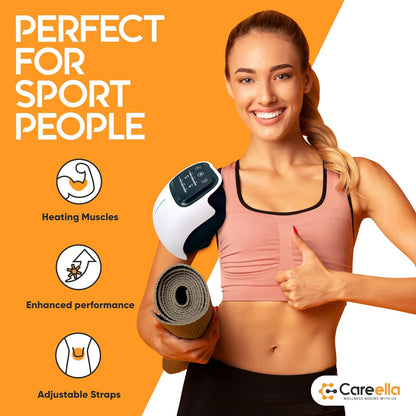 Wireless Knee Massager – Heated, Rechargeable, Adjustable Brace with Smart Vibration, & Gentle Light – Cordless Comfort Device for Knees & Joints – Portable Relaxation Equipment