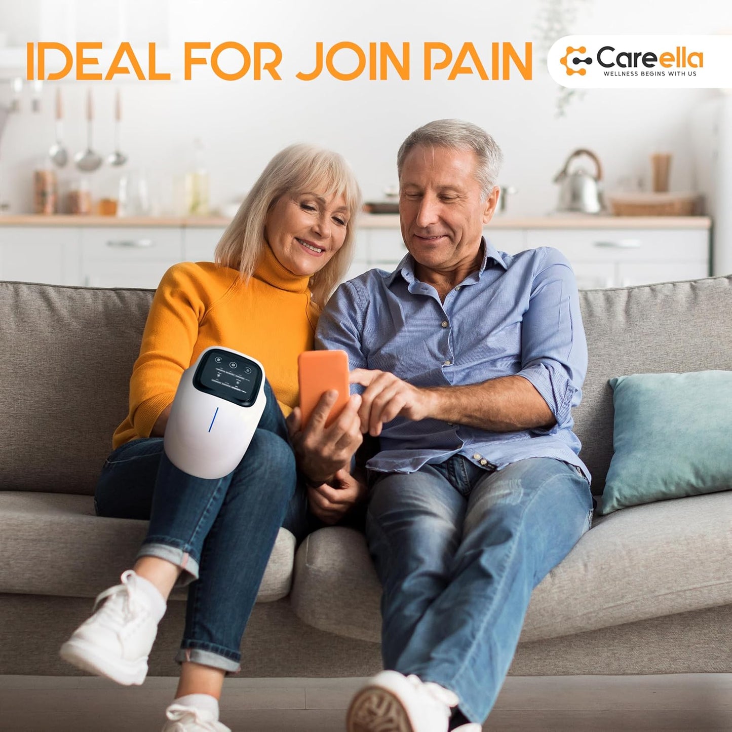 Wireless Knee Massager – Heated, Rechargeable, Adjustable Brace with Smart Vibration, & Gentle Light – Cordless Comfort Device for Knees & Joints – Portable Relaxation Equipment