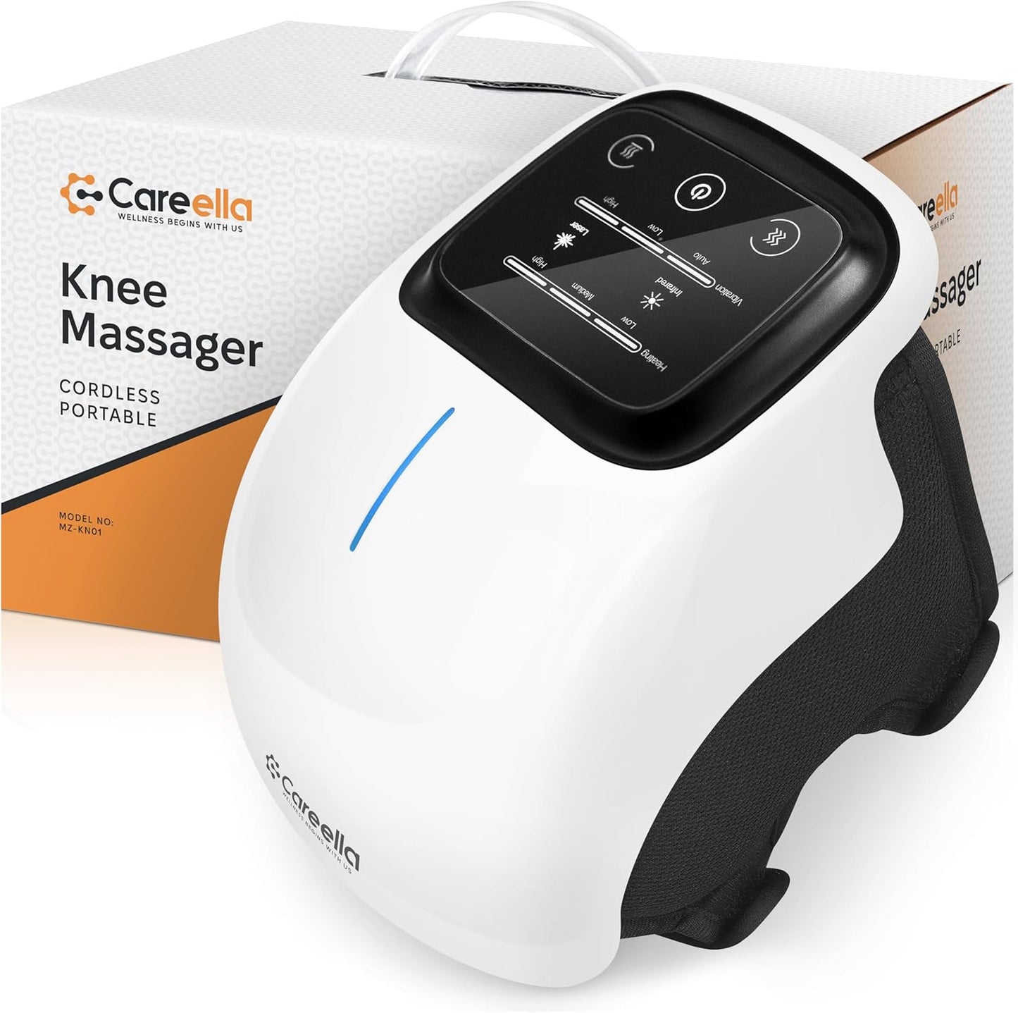 Wireless Knee Massager – Heated, Rechargeable, Adjustable Brace with Smart Vibration, & Gentle Light – Cordless Comfort Device for Knees & Joints – Portable Relaxation Equipment