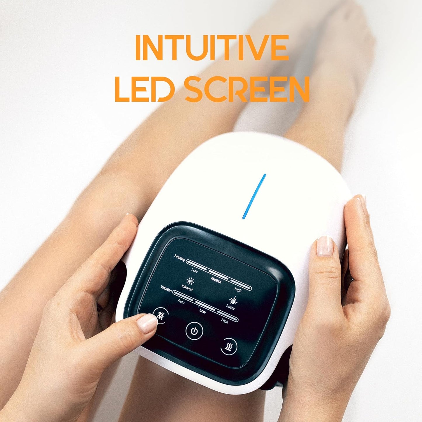 Wireless Knee Massager – Heated, Rechargeable, Adjustable Brace with Smart Vibration, & Gentle Light – Cordless Comfort Device for Knees & Joints – Portable Relaxation Equipment