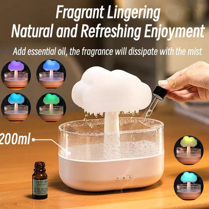 Transform Your Space with the Rain Cloud Night Light Humidifier – A Soothing Aromatherapy Experience with Colorful LED Lights and Gentle Rain Sounds
