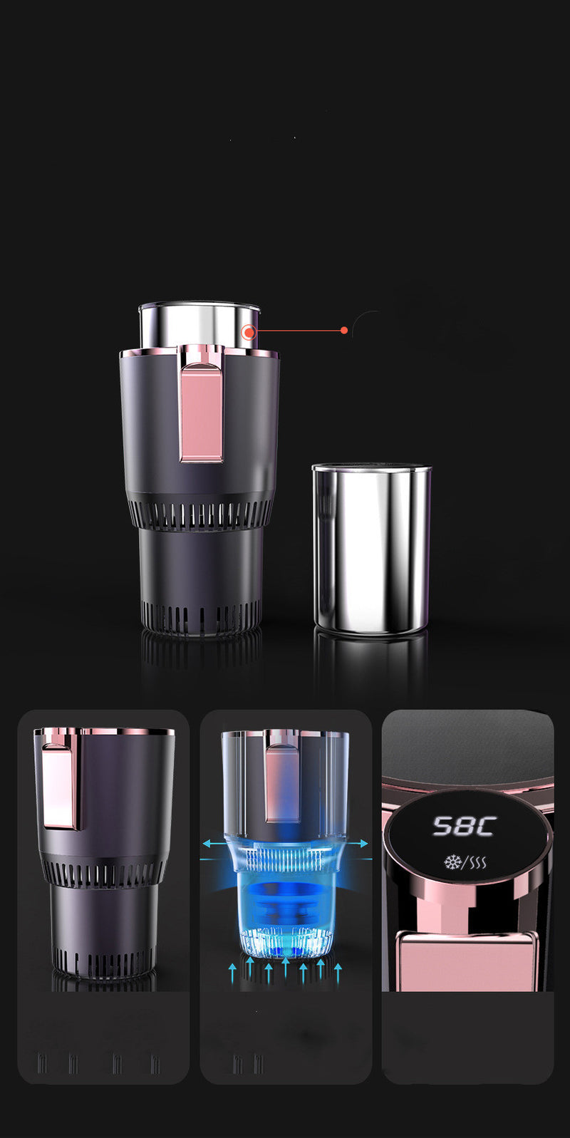 Stay Cozy on the Go: Intelligent 2-in-1 Car Cup Warmer and Cooler with Smart Display