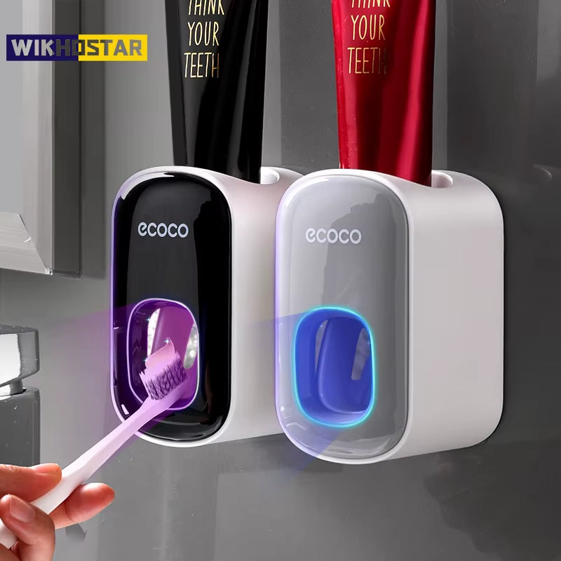 Hands-Free Automatic Toothpaste Dispenser & Wall-Mount Organiser