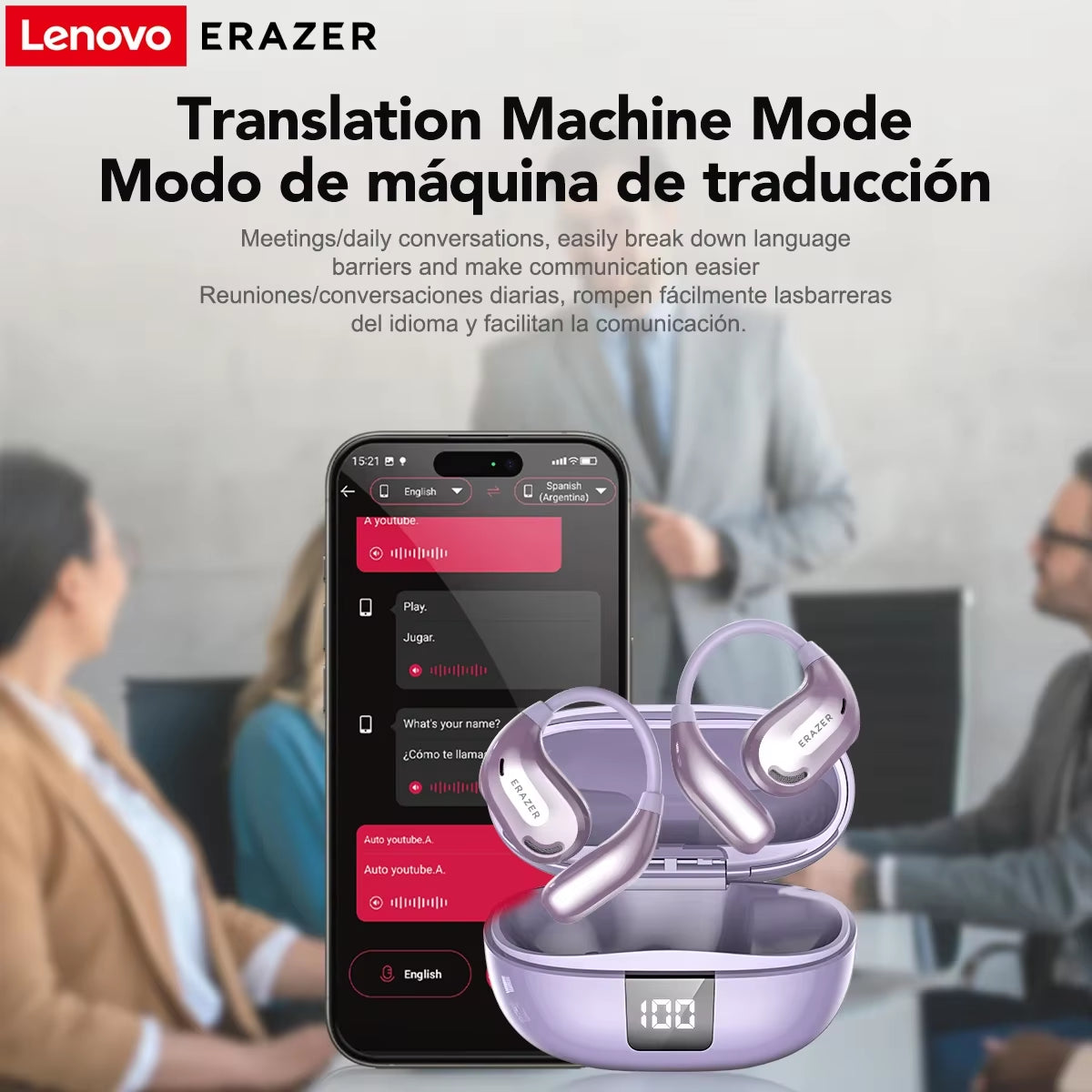 AI-Powered Translation Earphones – High-Fidelity ASMR & Digital Power Display