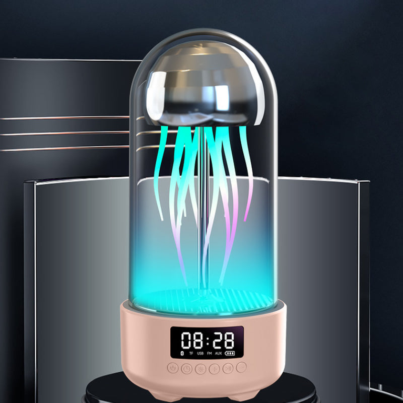 Enchanting 3-in-1 Colorful Jellyfish Lamp: Bluetooth-Compatible Speaker with Clock & Luminous Breathing Light
