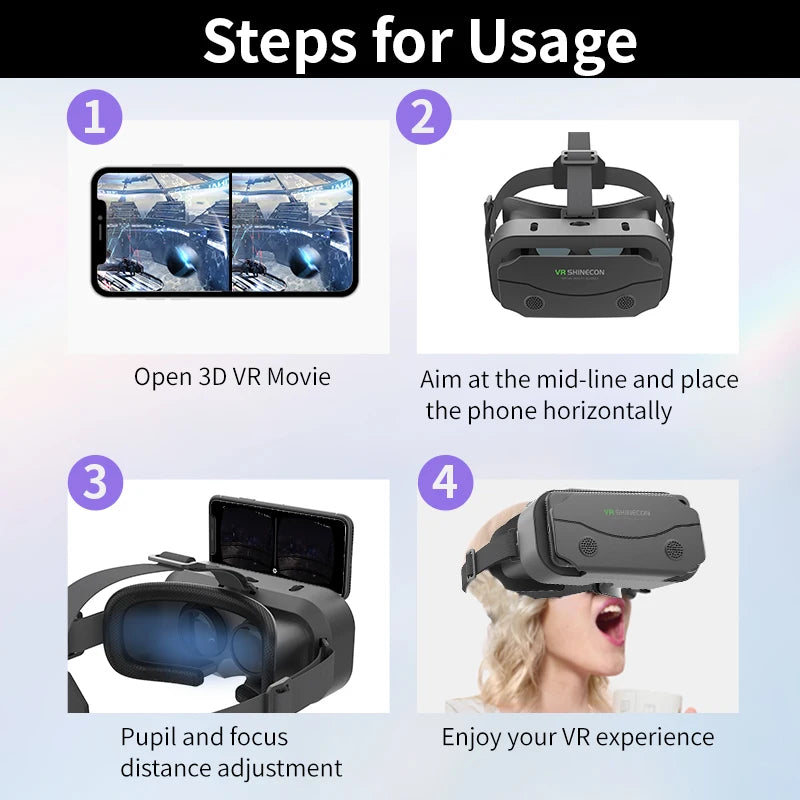 Pro-Vision VR Helmet – Ultra-HD 3D Virtual Reality Glasses for Mobile