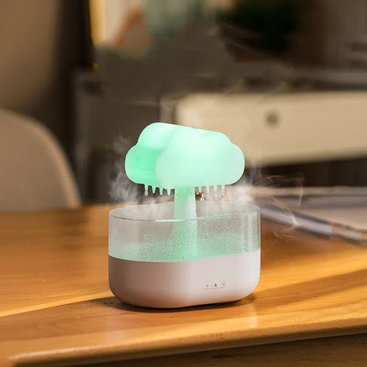 Transform Your Space with the Rain Cloud Night Light Humidifier – A Soothing Aromatherapy Experience with Colorful LED Lights and Gentle Rain Sounds