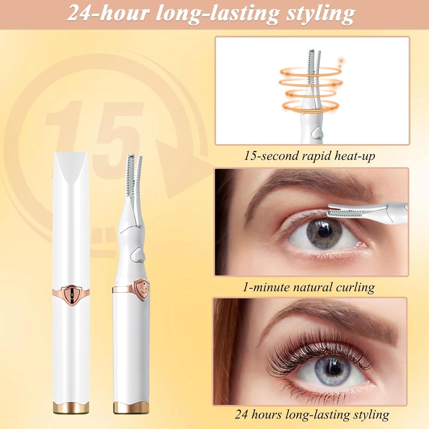Professional Heated Eyelash Curler | 24-Hour Long-Lasting Lift