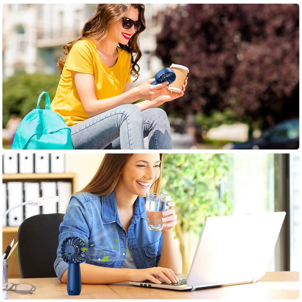 Stay Cool Anywhere with the 1800mAh Mini Portable USB Electric Fan - Rechargeable Handheld Fan with 3 Speed Options for Ultimate Comfort