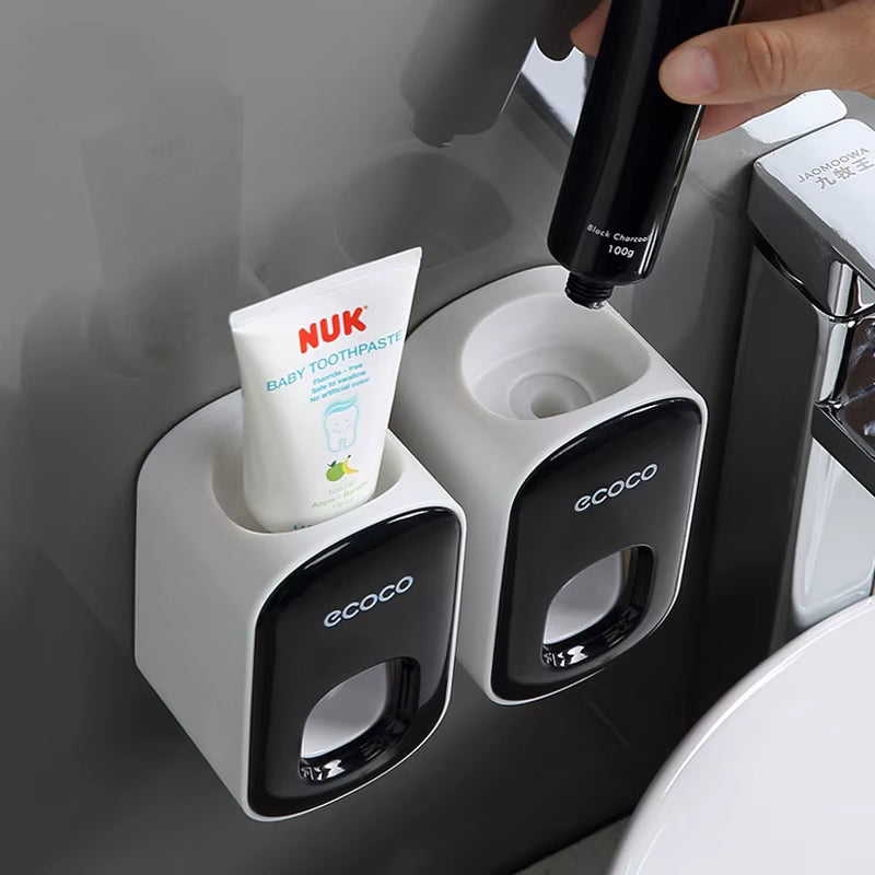 Hands-Free Automatic Toothpaste Dispenser & Wall-Mount Organiser