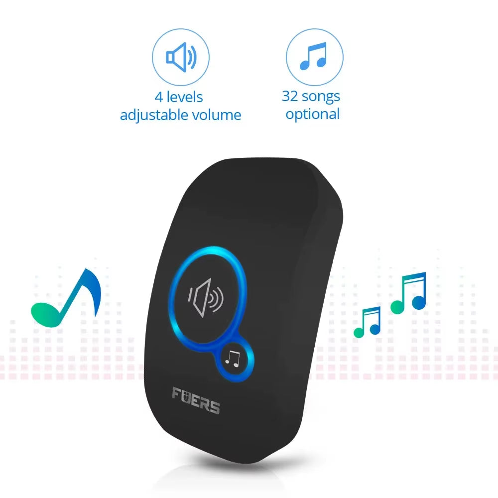 Modern Home Wireless Doorbell | Waterproof Design & LED Visual Alert