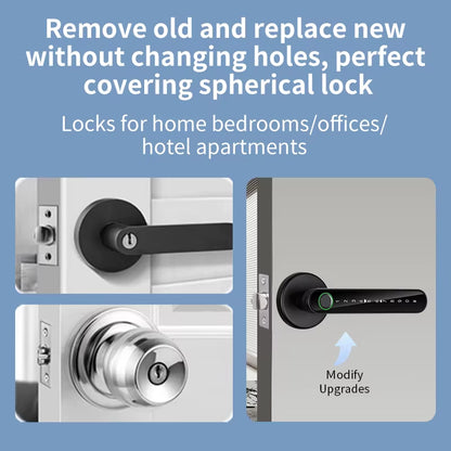Tuya Smart Fingerprint Electronic Door Lock with Password, Key, Card Unlock, and App Integration