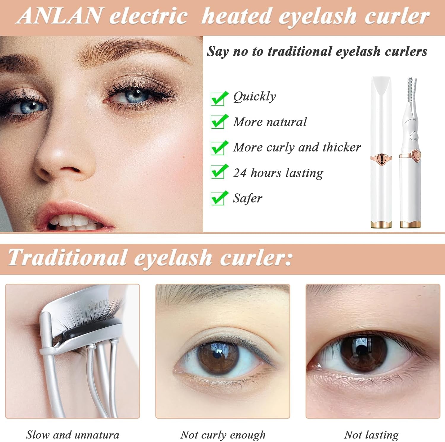 Professional Heated Eyelash Curler | 24-Hour Long-Lasting Lift